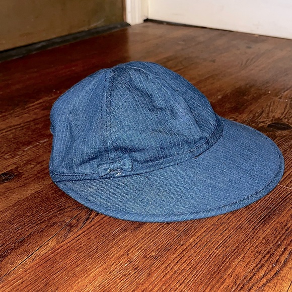 Vintage Accessories - Vintage Blue Denim Bow Outdoor Casual Retro Hat Elastic Band One Size